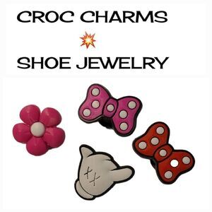 Disney Minnie Mouse 4-pc Rubber Shoe Jewelry Croc Charms Polka-dot Bow Flower